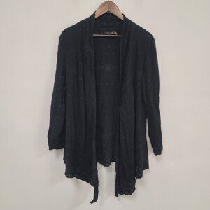 Como No Womens Embroidered Open Front Kimono Size M Black Witchy Whimsigoth